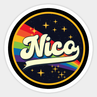 Nico // Rainbow In Space Vintage Style Sticker